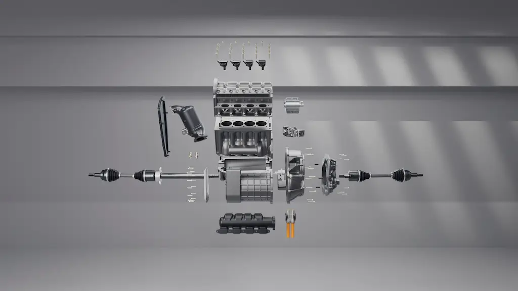 FHC Disassembled Tecnologia da Horse promete transformar carros elétricos em híbridos flex a partir de 2028