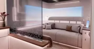 Avião com super primeira classe redefine o luxo nas alturas com cabines privativas e teto digital