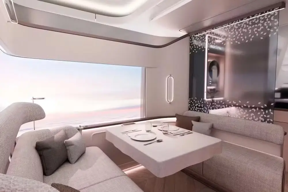 aviao com super primeira classe 1 Avião com super primeira classe redefine o luxo nas alturas com cabines privativas e teto digital