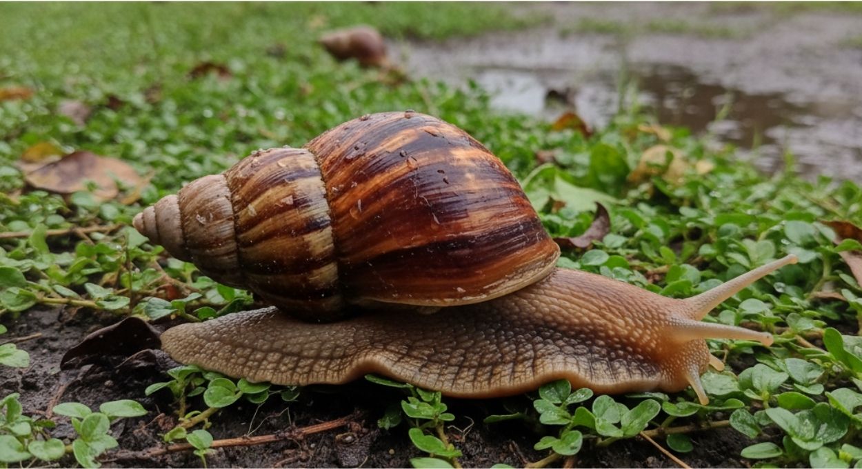 Caracol africano: o molusco que volta com as chuvas e exige atenção de todo o bairro