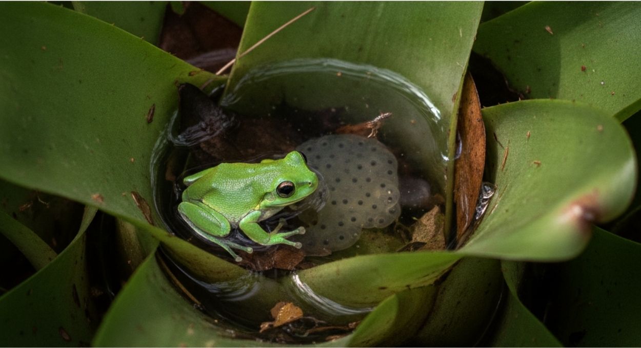 Dentro de uma bromélia cabem um sapo, uma aranha e espécies que a ciência ainda não conhece