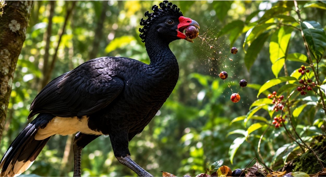 Como o mutum-do-sudeste reconstrói a floresta dispersando sementes de árvores que nenhuma outra ave consegue engolir