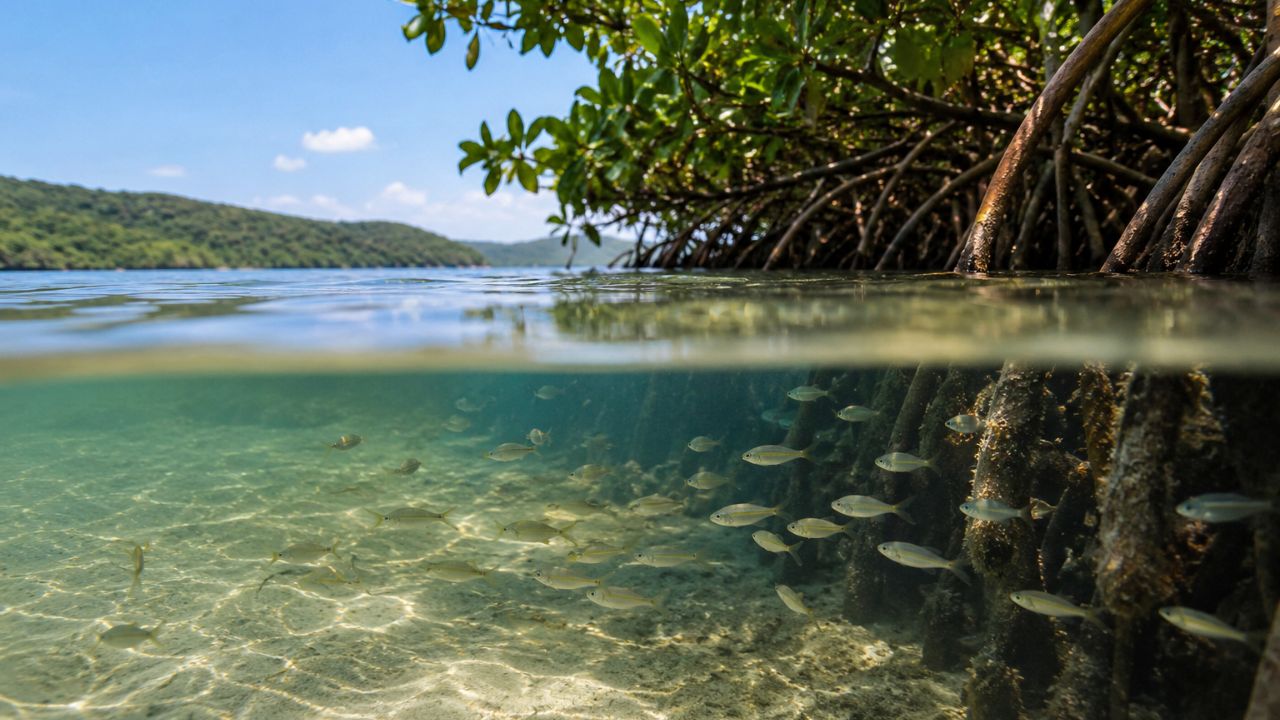 Longe da correnteza e do vento forte, baías calmas viram esconderijo perfeito para peixes recém-nascidos sobreviverem
