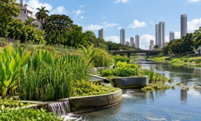 Riacho do Cavouco ganha jardim filtrante inédito no Nordeste: entenda como a técnica do rio Sena chega ao Recife