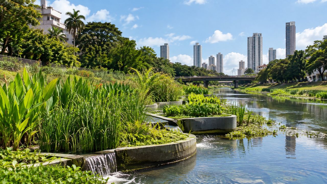 Riacho do Cavouco ganha jardim filtrante inédito no Nordeste: entenda como a técnica do rio Sena chega ao Recife