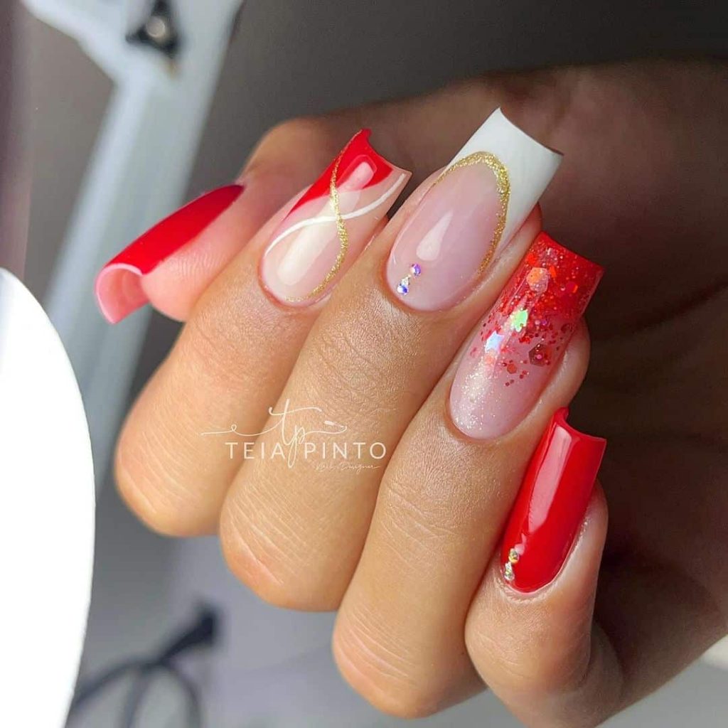 unhas para o natal e ano novo