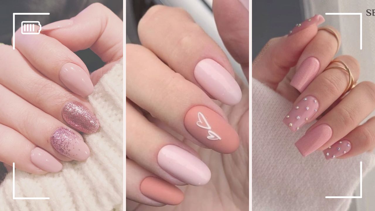 decorações de unhas rosa claro