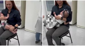 Quem nunca, né? Mãe e Bebê Compartilham Lágrimas no Momento da Vacinação.