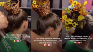 Penteado Criativo de Vaso de Flores Viraliza no TikTok e Inspira Semana das Crianças