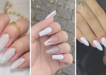 unhas decoradas ano novo branco