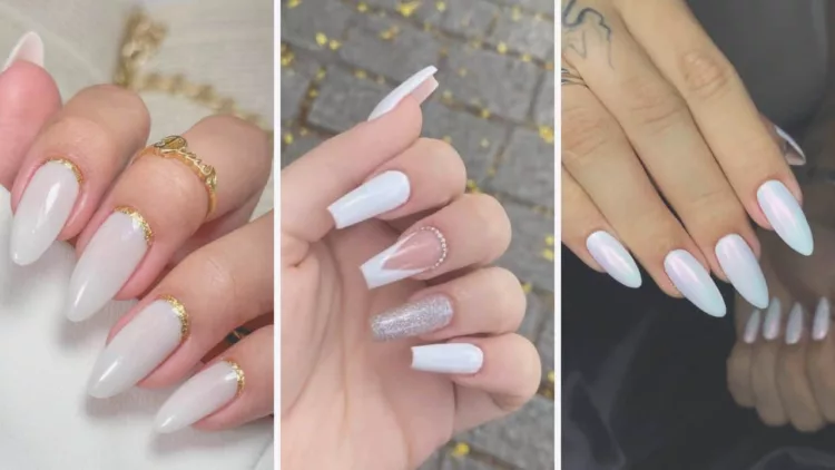 unhas decoradas ano novo branco