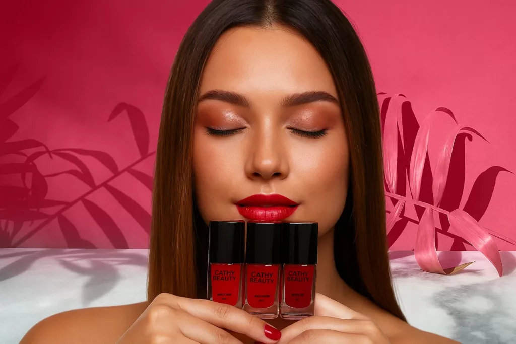cathy 1 - Unhas vermelhas ganham nova versão com o Trio Morango Bango da Cathy Beauty