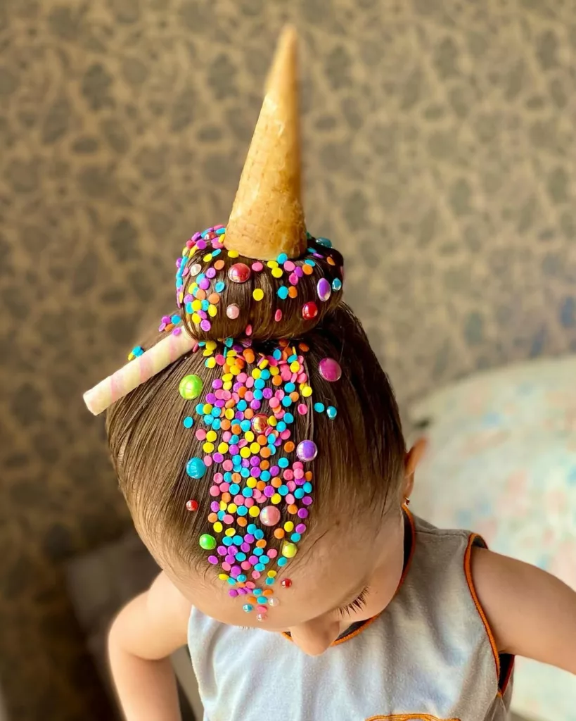 ideias de cabelo maluco para meninas - cabelo maluco de sorvete