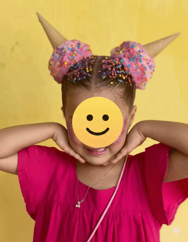 Ideias para o dia do cabelo maluco: cabelo maluco de sorvete