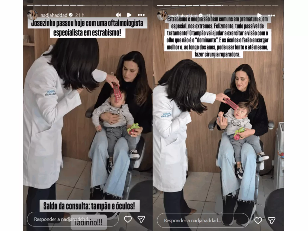 foto nadja haddad detalha tratamento do filho com estrabismo e miopia comum em prematuros 1 1 - Nadja Haddad fala sobre o tratamento do filho José contra estrabismo e miopia
