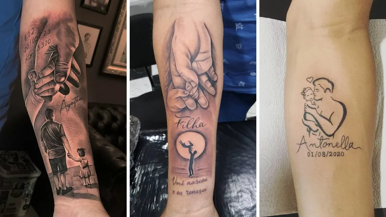 tatoo pai filha cp - Tatuagem pai e filha no braço eterniza laços de amor e memórias marcantes
