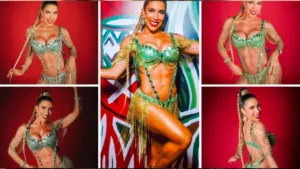 Tati Minerato brilha em ensaio da Grande Rio e exibe corpo escultural com fantasia deslumbrante