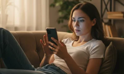 mulher mexendo celular 1 - Por que o feed parece não ter fim e prende tanto a nossa atenção