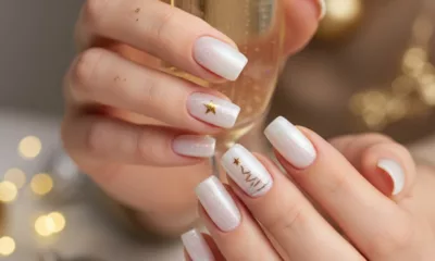 unhas clarinhas natal - 5 ideias de unhas quadradas bem clarinhas que são a cara do Natal e do Ano Novo