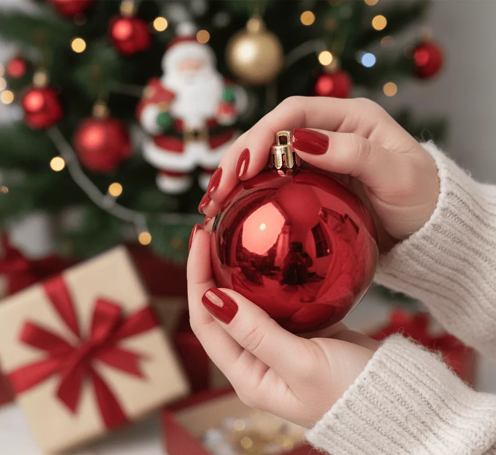 unhas vermelhas para o Natal