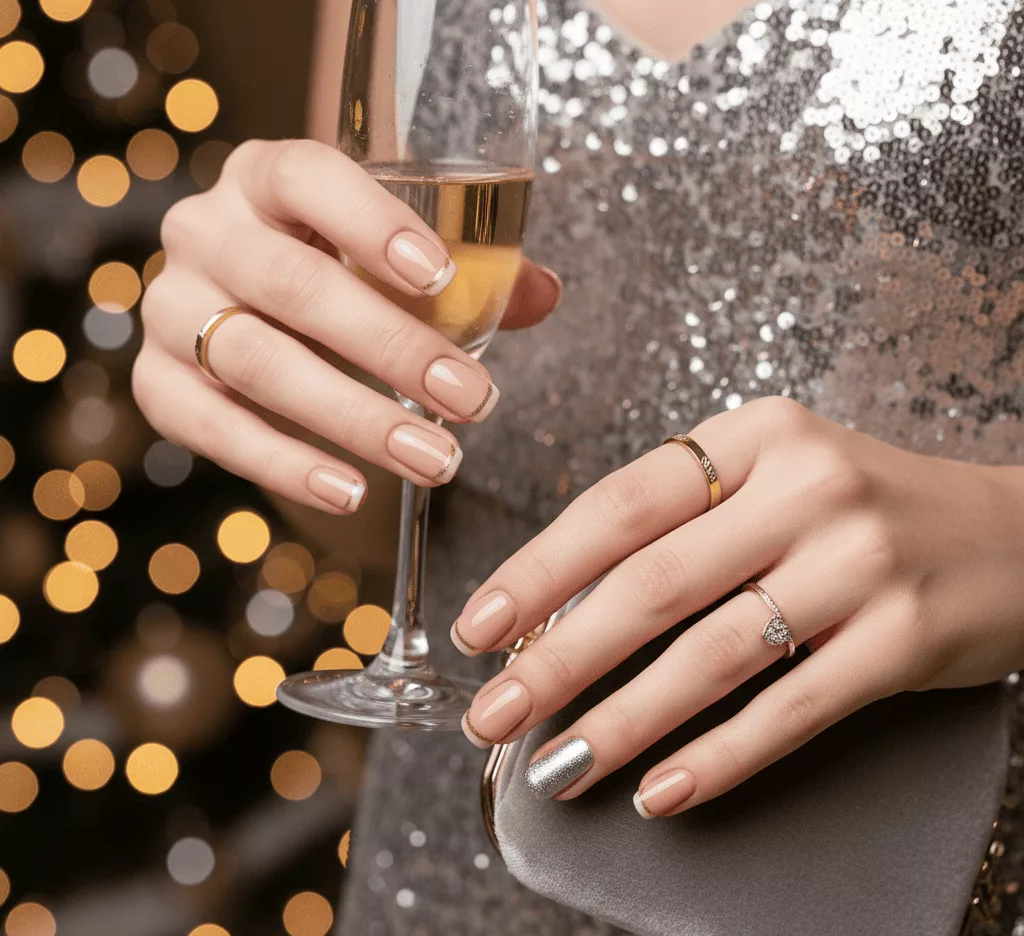 unhas para o natal com dourado ou prata