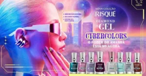 Risqué Diamond Gel lança coleção Cybercolors com 7 cores metálicas e base fortalecedora inédita