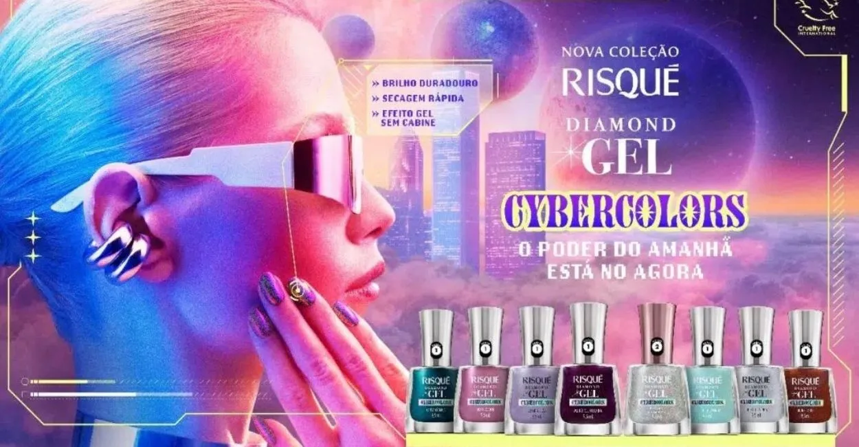 coty esmaltes - Risqué Diamond Gel lança coleção Cybercolors com 7 cores metálicas e base fortalecedora inédita