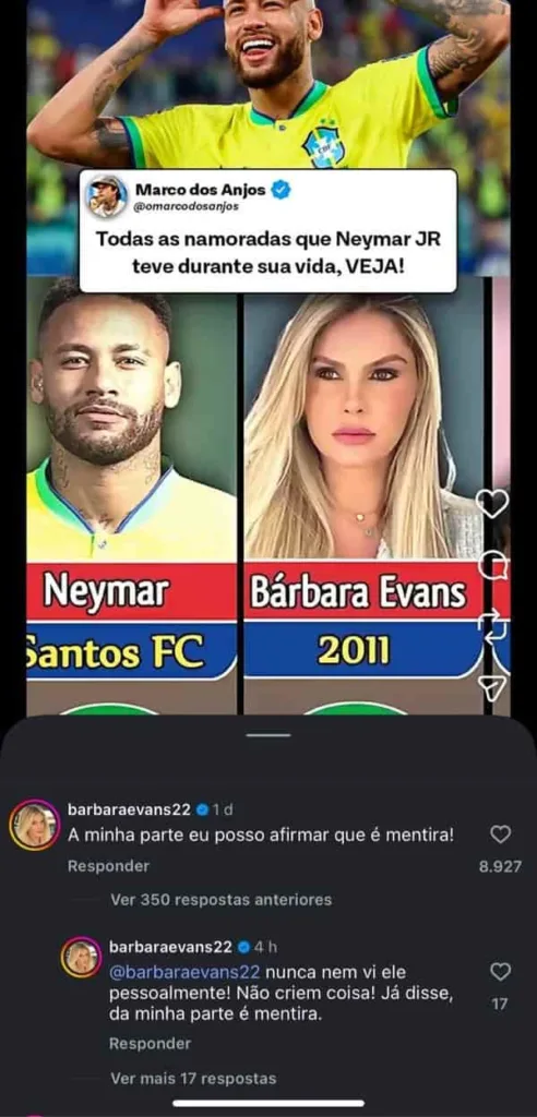 barbara evans nega affair neymar 1 2958 - Bárbara Evans quebra o silêncio sobre Neymar: "Nunca nem vi ele pessoalmente"