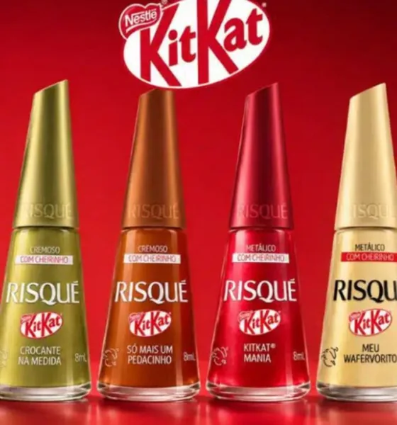 risque 1024x587 1 - Risqué e KitKat se uniram e o resultado é uma coleção de esmaltes que cheira a chocolate de verdade