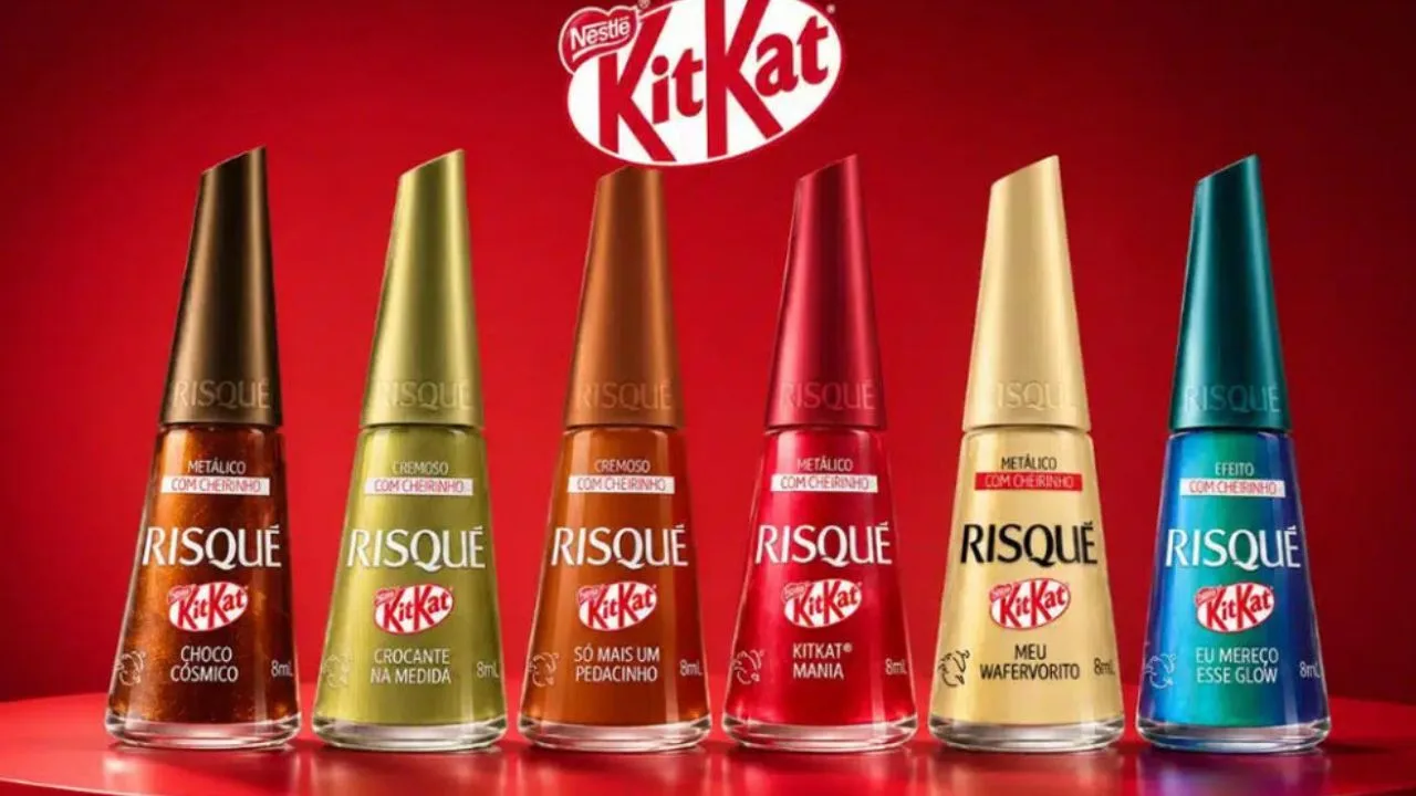 risque 1024x587 1 - Risqué e KitKat se uniram e o resultado é uma coleção de esmaltes que cheira a chocolate de verdade