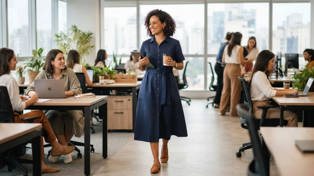 vestido camisa2 - O vestido-camisa venceu o tubinho no escritório — e a explicação vai além da moda