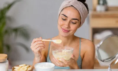 pele banana - "Pele de vidro" sem gastar: a máscara caseira de banana, farinha de arroz e iogurte