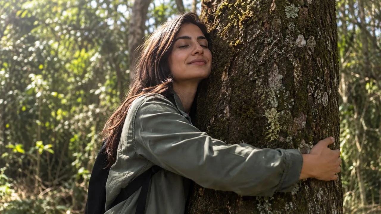 abraco arvore - Abraçar uma árvore faz bem à saúde mental: saiba como esse hábito simples pode mudar sua relação com a natureza