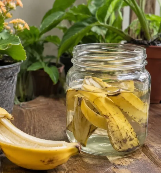 casca banana - Antes de jogar a casca de banana fora, coloque num pote com água: veja o que o truque faz pelas plantas