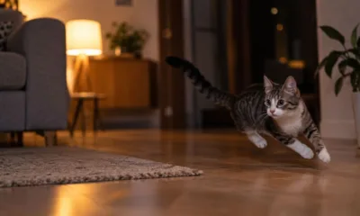 gato noite correndo - Seu gato dispara pela casa sem motivo? Saiba o que são os "zoomies" e por que esse comportamento é normal