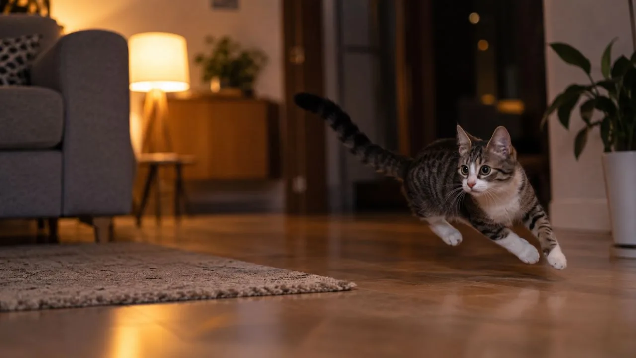 gato noite correndo - Seu gato dispara pela casa sem motivo? Saiba o que são os "zoomies" e por que esse comportamento é normal