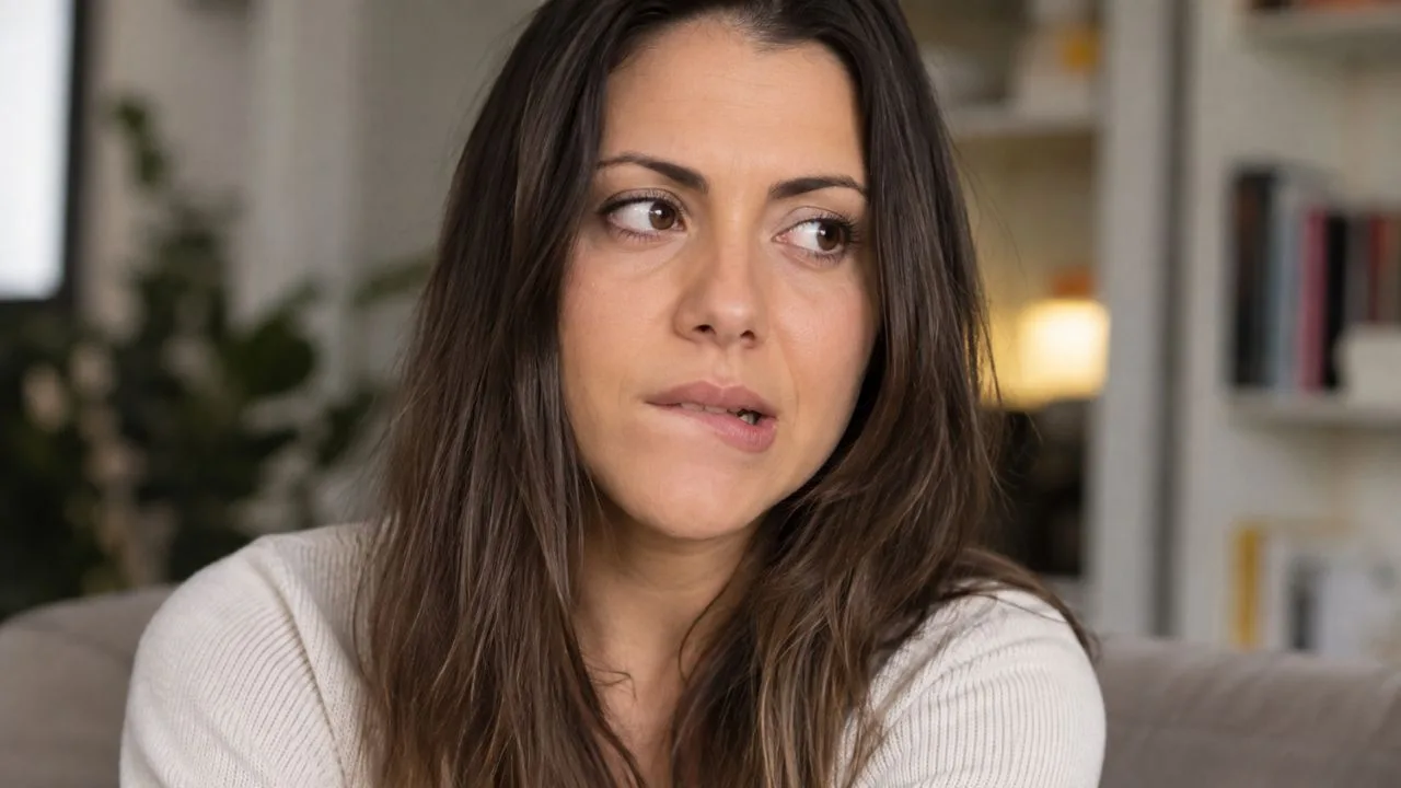 mulher mordendo boca - Você morde a boca por dentro e nem sabe o motivo? A psicanálise mostra a ligação do hábito com a infância