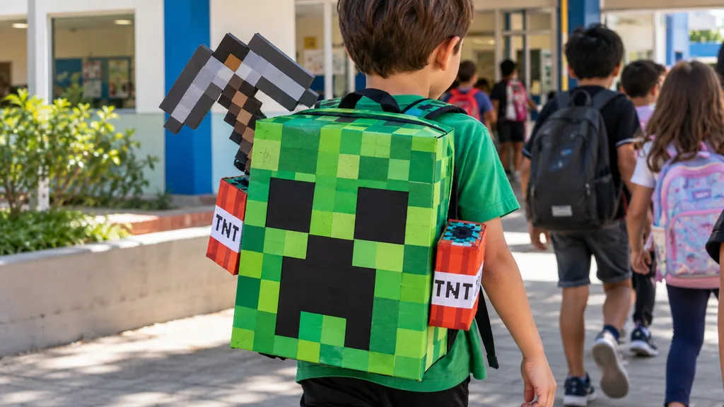 Ideia de mochila maluca Minecraft  para meninos