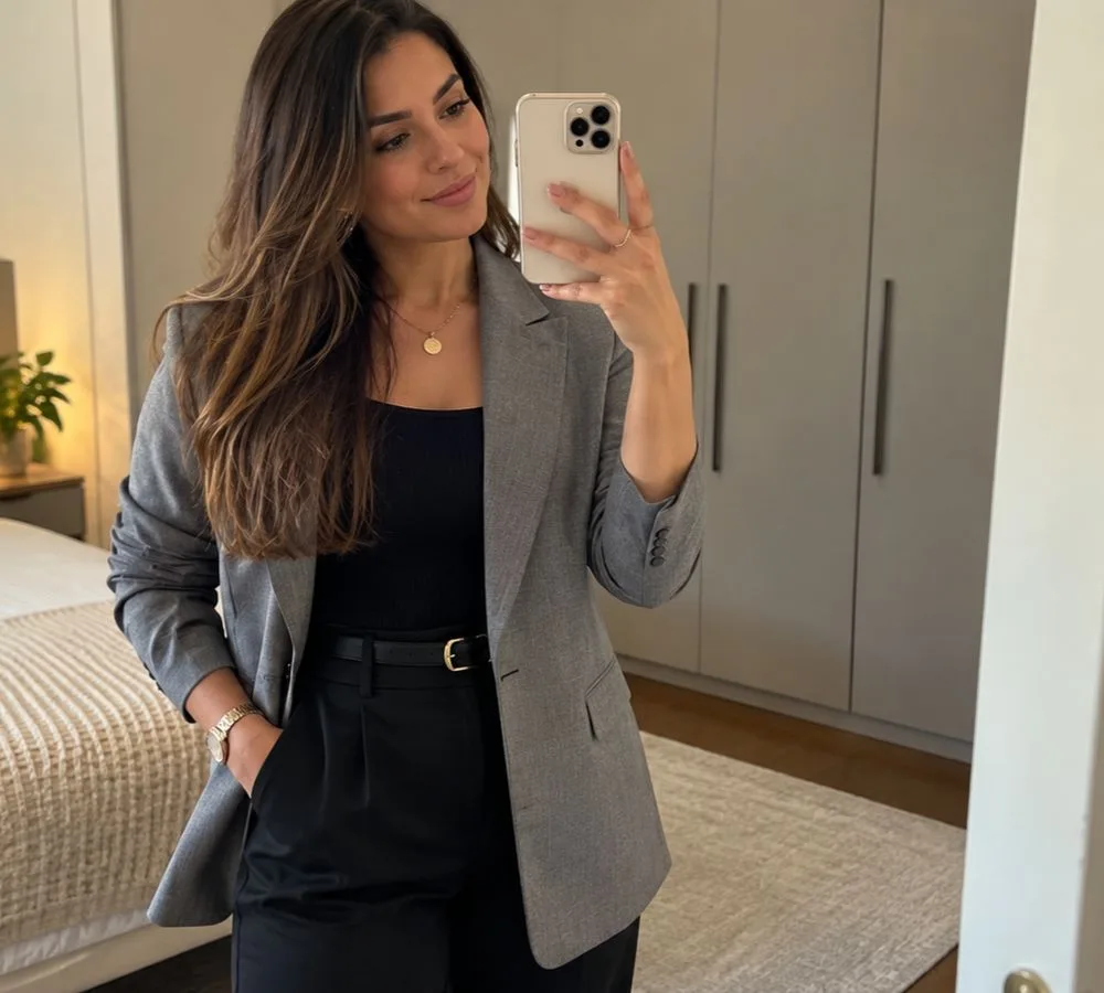 blazer feminino cinza