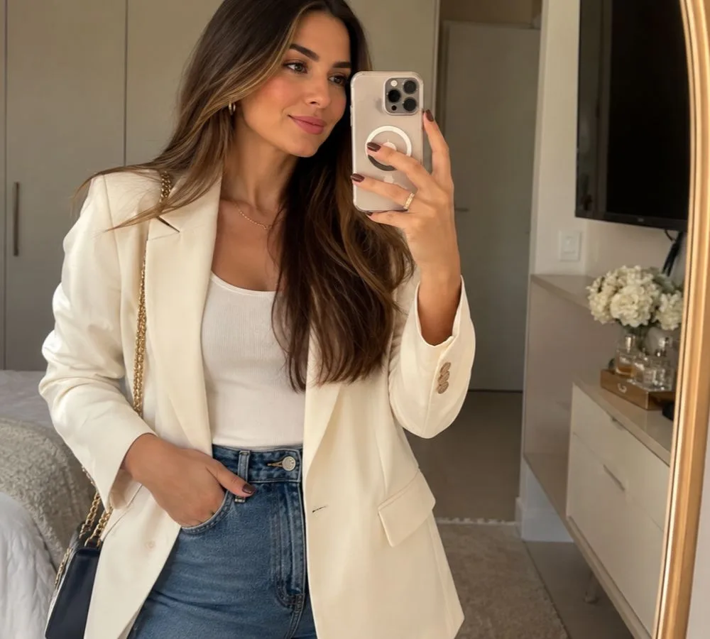 combinação blazer feminino off