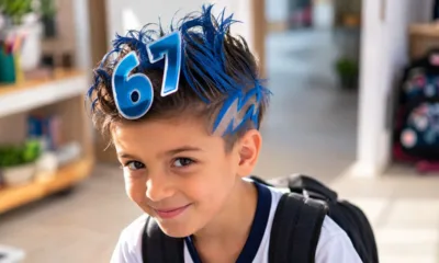 cabelo maluco 67 1 - Mãe faz cabelo maluco com tema six seven para a Semana das Crianças e descobre truque simples para o penteado durar o dia todo