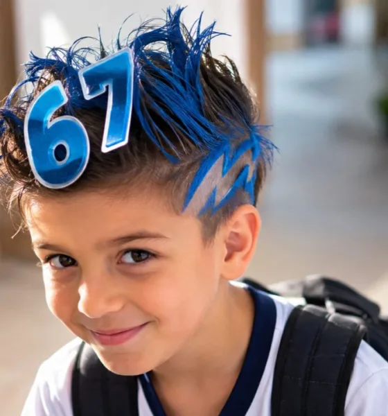 cabelo maluco 67 1 - Mãe faz cabelo maluco com tema six seven para a Semana das Crianças e descobre truque simples para o penteado durar o dia todo