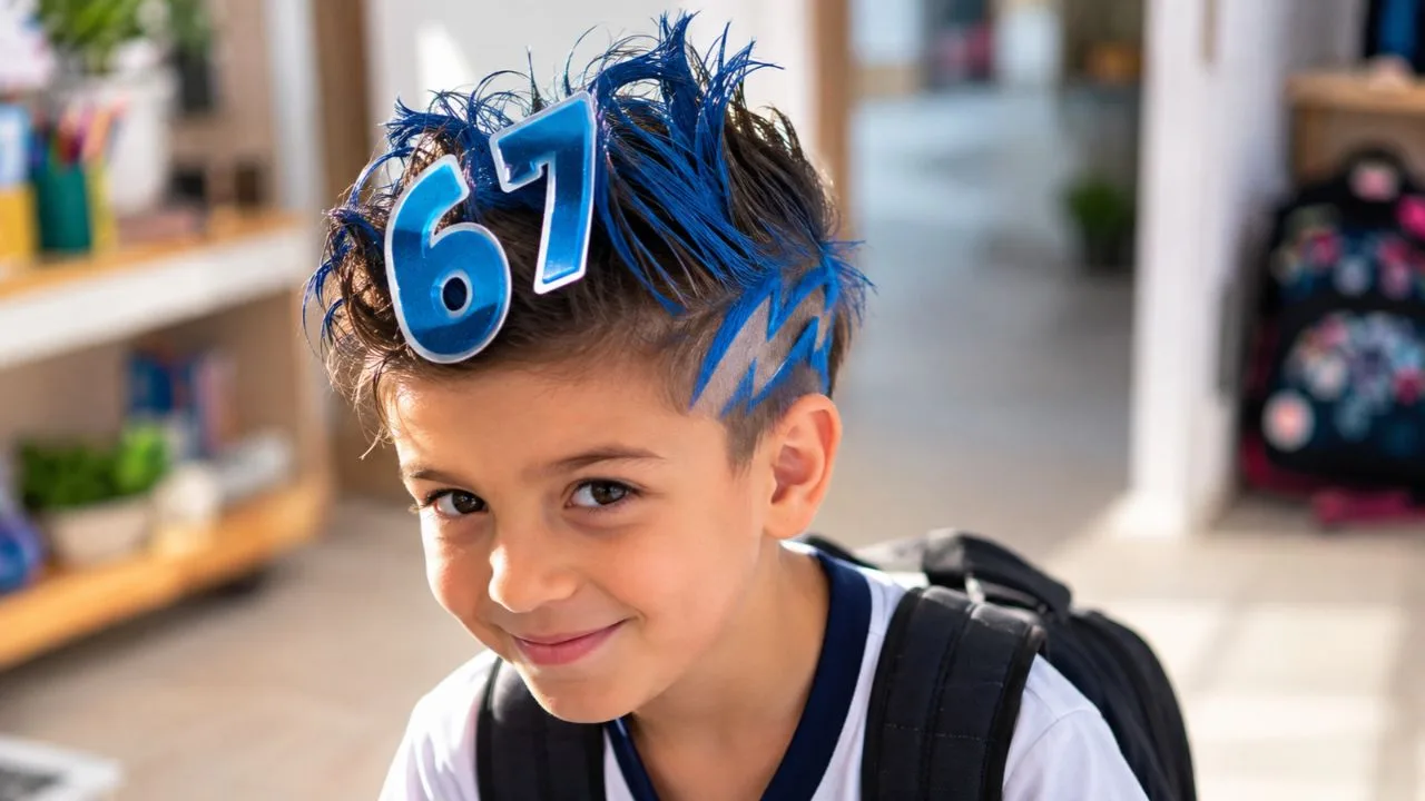 cabelo maluco 67 1 - Mãe faz cabelo maluco com tema six seven para a Semana das Crianças e descobre truque simples para o penteado durar o dia todo
