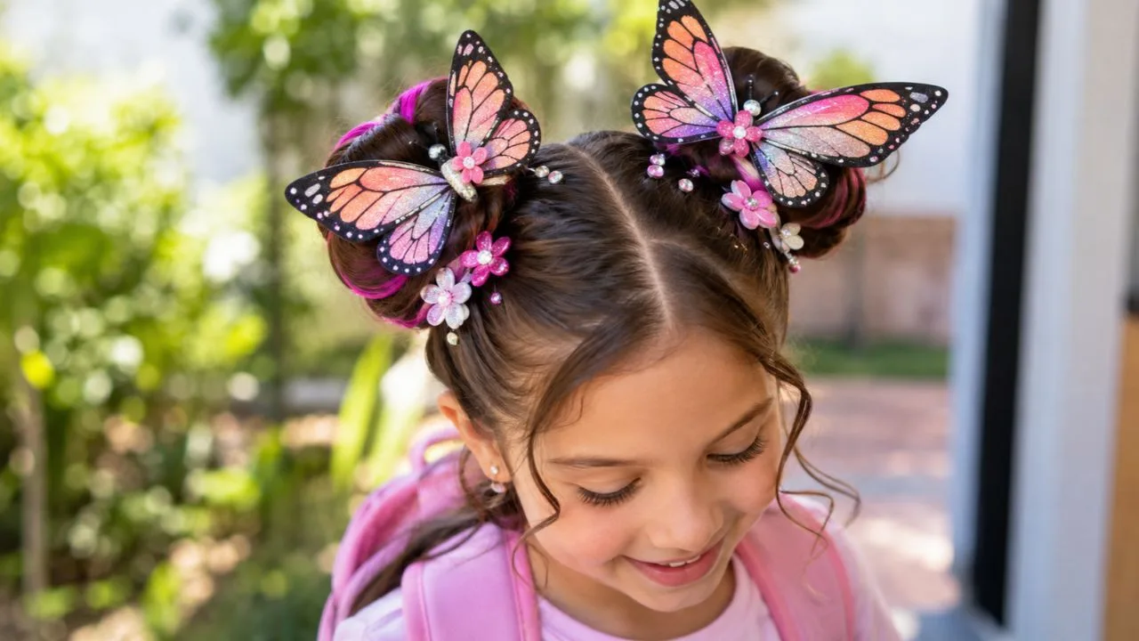 Ideia de cabelo maluco de borboleta para meninas
