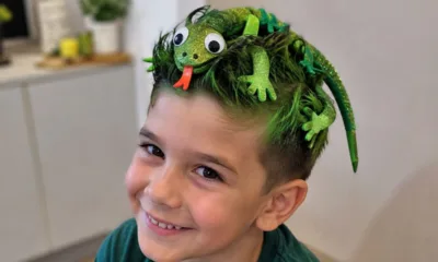cabelo maluco lagarto 1 - Cabelo maluco de lagarto desponta como tema favorito da Semana das Crianças: veja o passo a passo para montar o penteado em poucos minutos