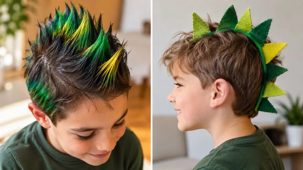 Ideia de cabelo maluco de lagarto com tinta spray