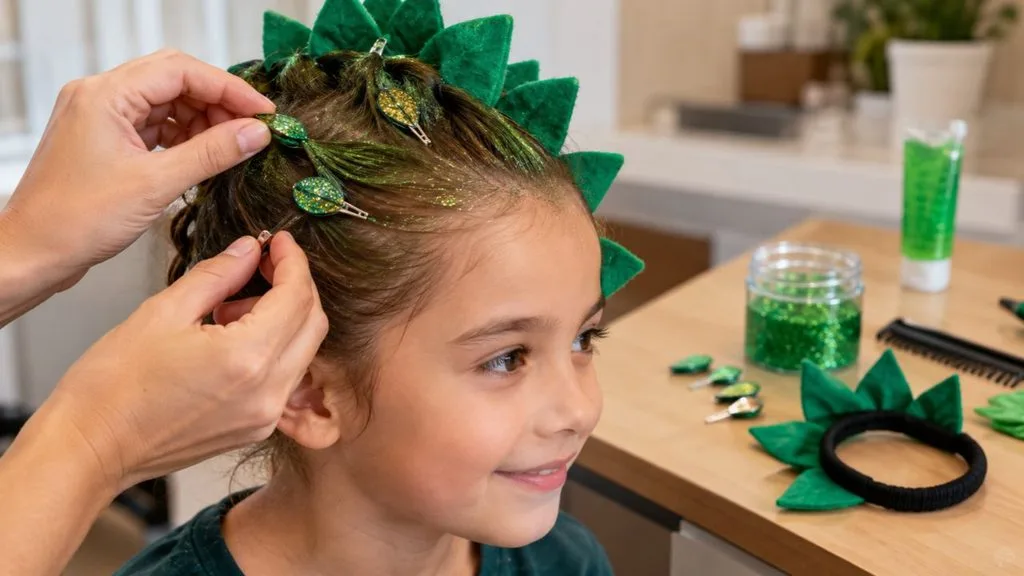 Ideia de cabelo maluco de lagarto com glitter