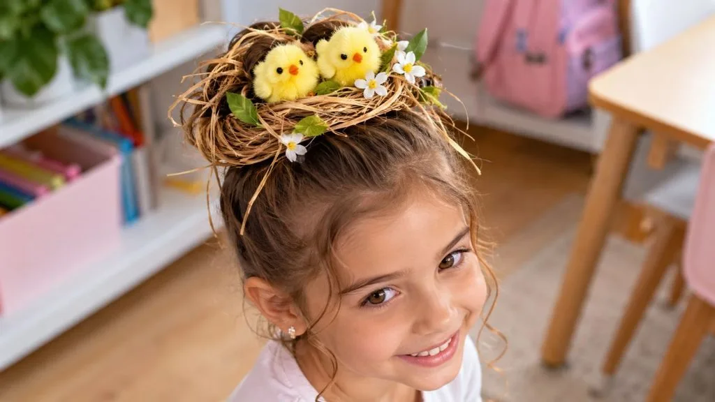 Ideia de cabelo maluco ninho de pintinho infantil