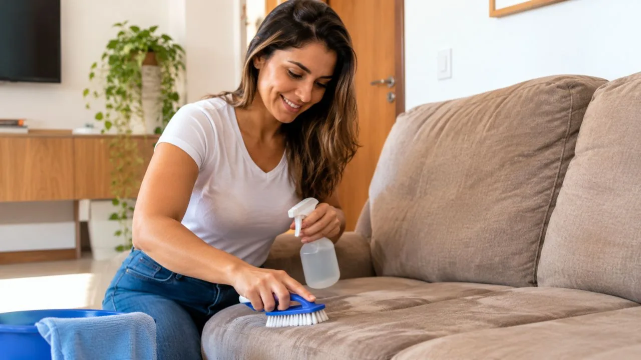 limpeza sofa - Limpeza de sofá de tecido vira dor de cabeça até dona de casa encontrar combinação que devolve a cor original