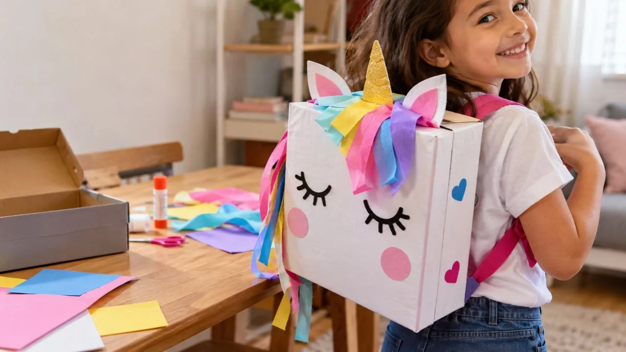 mochila maluca caixa sapato 1 - Semana da Criança: mochila maluca com caixa de sapato pode ser montada em casa com poucos materiais; veja como fazer!